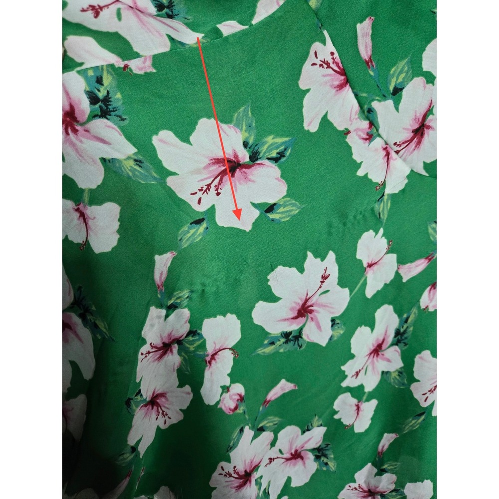 White House Black Market Green Floral Midi Dress Size Petite 6 Tropical Belted - Picture 11 of 11